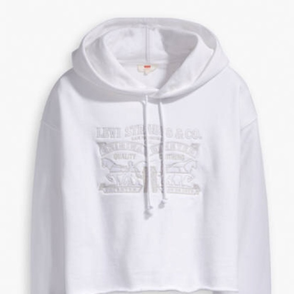 Levi's  Embroidered Fleece-Lined Raw-Hem Hoodie XL